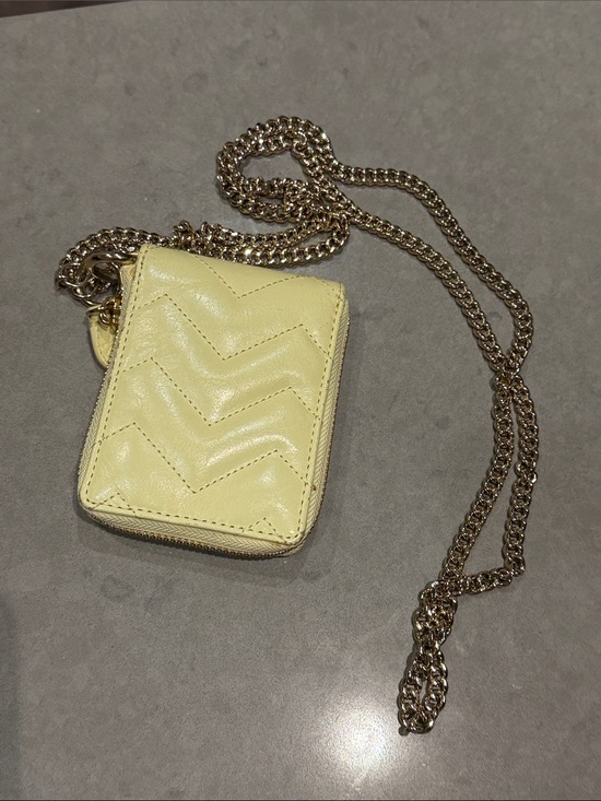 Sandro Handbags - Sandro Pale Yellow Quilted Crossbody Card Wallet with Gold Chain